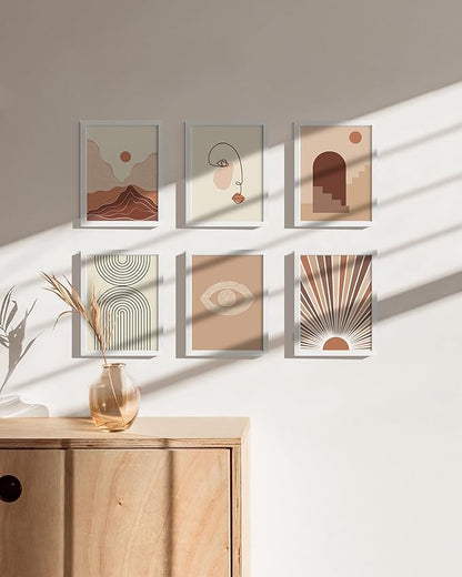 HAUS AND HUES 6x8 White Aluminum Frame Set of 9 - Vertical Hanging, Easel Back for Tabletop (6x8 in, White)