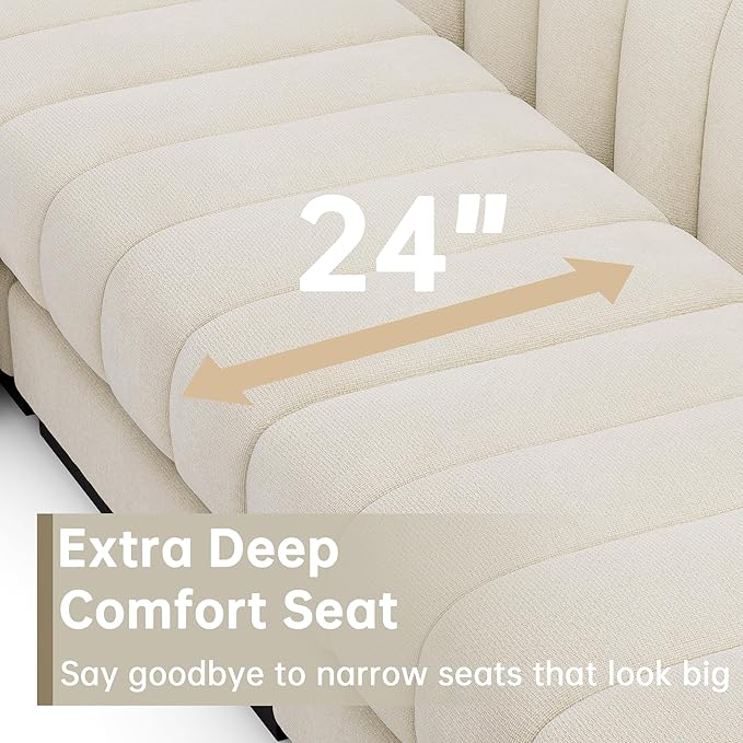 Morden Fort Oversized Sofa Couch Extra Deep Couch Modular Convertible Sectional Sofa Set Comfy Modern Sofas Couches for Living Room Apartment Bedroom Chenille