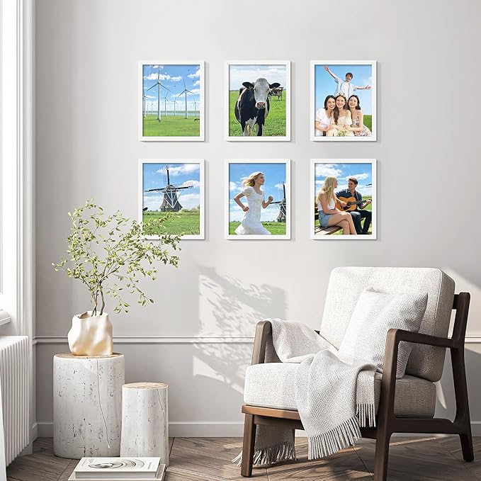 8x10 Picture Frame Set of 10, White Frames 8x10 for Tabletop Display, Horizontal or Vertical Wall Mounting