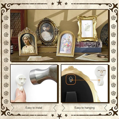 8 Pcs Picture Gold Vintage Gallery Wall Frame Set Antique Resin Picture Frame Collage Including 8x10, 5x7, 4x6 Baroque Victorian for Wall Tabletop Display Ornate French Country for Bedroom Living Room