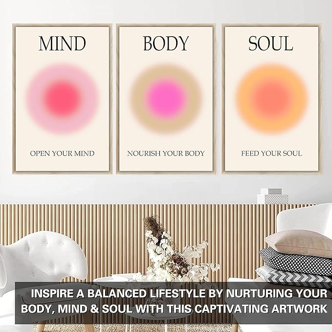 Mind Body Soul Print Positive Aura Posters For Room Aesthetic, Colorful Aura Poster Energy Wall Art Minimalist Print Aesthetic Wall Decor Posters for Bedroom Energy Spiritual 11x17 LAMINATED, No Frame