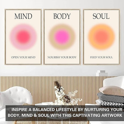 Mind Body Soul Print Positive Aura Posters For Room Aesthetic, Colorful Aura Poster Energy Wall Art Minimalist Print Aesthetic Wall Decor Posters for Bedroom Energy Spiritual 11x17 LAMINATED, No Frame