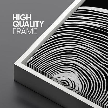 SIGNLEADER Framed Canvas Print Wall Art Set Duotone Geometric Wood Ring Circle Collage Abstract Shapes Illustrations Modern Art Boho Decorative for Living Room, Bedroom, Office - 24"x36"x3 WHITE