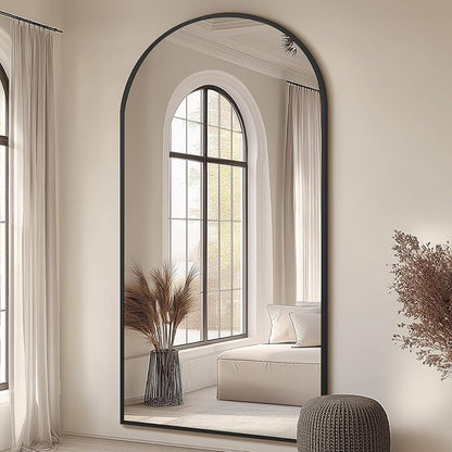 MELOMOIR Arched Oversized Floor Mirror, 81"x41", Full Body Mirror for Bedroom/Living Room, Black Frame with Tempered Glass, Wall Mirror Full Length