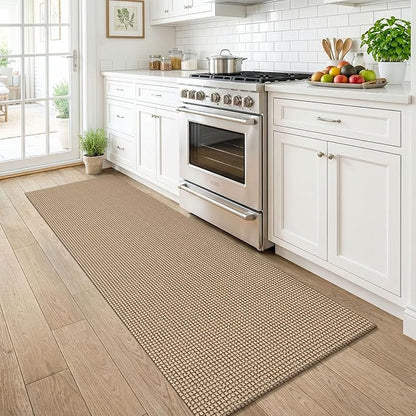 KOZYFLY Boho Runners for Hallways 2x6 ft Washable Kitchen Runner Non Slip Rubber Backed Hall Runners Cotton Entryway Runner Rugs for Indoor Backdoor Bedroom Kitchen, Orange Beige/Tan/Brown