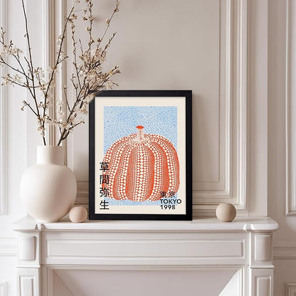 Poster Master Vintage Poster - Pumpkin Forever Print - Tokyo Art - Infinity Dots Art - Chic Gift for Men, Women - Perfect Decor for Living Room, Bedroom, Office, 11x14 Black Framed