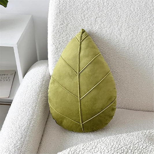 Leaf Pillow,3D Leaf Shaped Plant Pillows Green Tropical Plant Cushion for Sofa Office Bedroom Home Decor Green (15"x9.8")