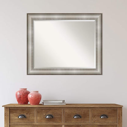 Amanti Art Silver Bathroom Mirror for Over Sink, 27x33 Imperial Silver Rectangle Vanity Mirror, Large Traditional Frame, Hangs Horizonally and Vertically, Bathroom Wall Decor, Beveled Edge