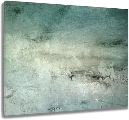 LB Green Abstract Wall Art Green Abstract Teal Abstract Minimalist Canvas Wall Art Modern Aesthetic Wall Decor for Bedroom Bathroom Living Room Framed Artwork Ready to Hang 16L x 20W