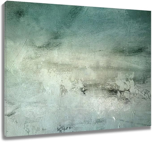 LB Green Abstract Wall Art Green Abstract Teal Abstract Minimalist Canvas Wall Art Modern Aesthetic Wall Decor for Bedroom Bathroom Living Room Framed Artwork Ready to Hang 16L x 20W