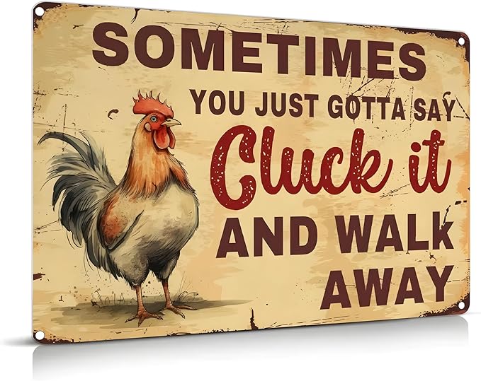 Funny Metal Signs Wall Art Funny Chicken Coop Tin Signs Decor Vintage Rooster Sign Rustic Farmhouse Wall Decor Yard-signs for Home Kitchen Farm Garden 8x12inch