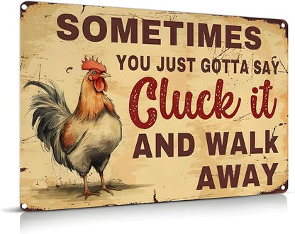 Funny Metal Signs Wall Art Funny Chicken Coop Tin Signs Decor Vintage Rooster Sign Rustic Farmhouse Wall Decor Yard-signs for Home Kitchen Farm Garden 8x12inch