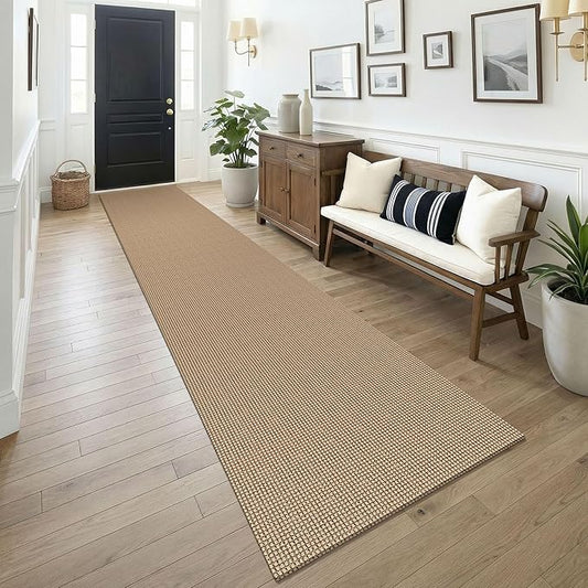KOZYFLY Boho 2.5'x14' Runners Rugs for Hallway, Long Washable Runner Rug, Woven Non Slip Kitchen Runner, Farmhouse Entryway Rug, Floor Carpet for Entry, Aisle, Hall, Orange Beige/Tan/Brown
