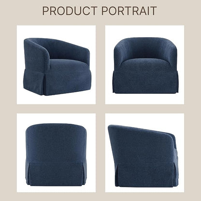 Swivel Accent Chair Set of 2, 360 Degree Performance Fabric Armchair Modern Barrel Chairs Armchair for Living Room Bedroom Home and Office,Blue