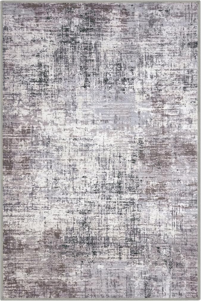 KILOCOCO Abstract Small Area Rug 2x3 Entryway Rug Washable Kitchen Rugs Door Mat Indoor Entrance Soft Pinted Non Slip Throw Rugs for Front Door Foyer Farmhouse Floor Mats, Grey/Beige