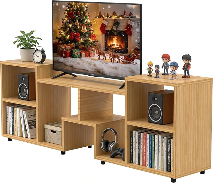 Lightdot 65 inch TV Stand, Modern Entertainment Center with Storage Open Shelf Large Capacity for Collection, Media TV Table Consoles for Living Room/Bedroom/Sofa Cabinet, Easy Assembly - Walnut