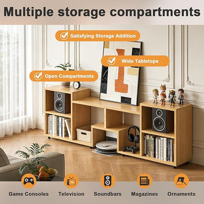 Lightdot 65 inch TV Stand, Modern Entertainment Center with Storage Open Shelf Large Capacity for Collection, Media TV Table Consoles for Living Room/Bedroom/Sofa Cabinet, Easy Assembly - Walnut