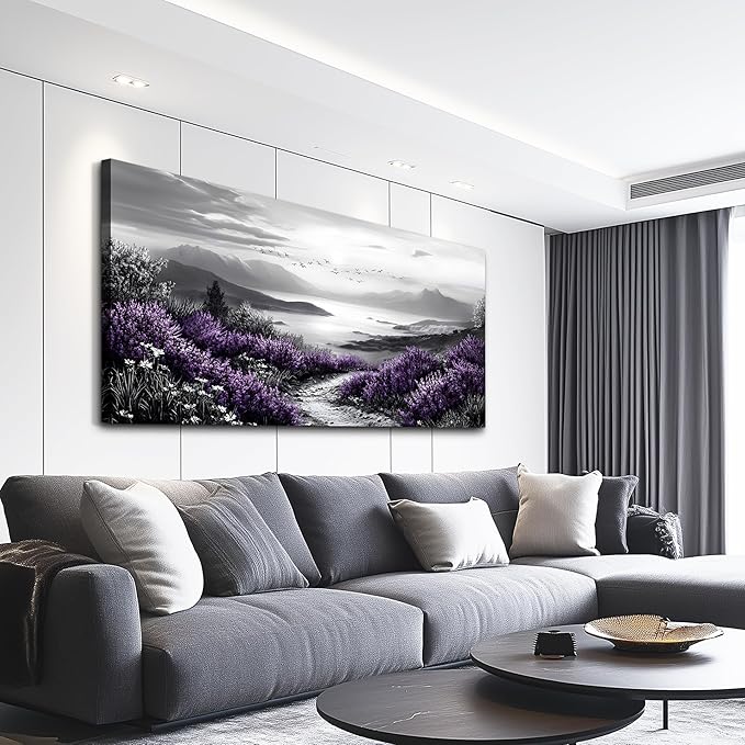 KELIYUAN Large Canvas Wall Artwork Home Decoration Painting Black And White Landscape Modern Print Painting Living Room Decor And Bedroom Office Wall Decoration Natural Scenery Mural 24 X 48 Inches