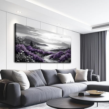 KELIYUAN Large Canvas Wall Artwork Home Decoration Painting Black And White Landscape Modern Print Painting Living Room Decor And Bedroom Office Wall Decoration Natural Scenery Mural 24 X 48 Inches