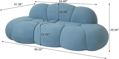 Modern Curved Sofa, 3 Seater, Soft Sherpa Upholstered Sofa, Minimalist Style Comfy Cloud Couch for Living Room Apartment, Black