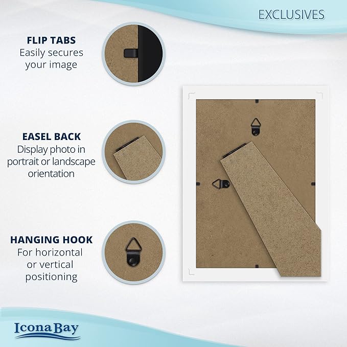 Icona Bay Combination White Picture Frames Set - 10 PC (Five 4x6, Three 5x7, Two 8x10), Multi-Pack for Modern Wall Gallery, Exclusives Collection