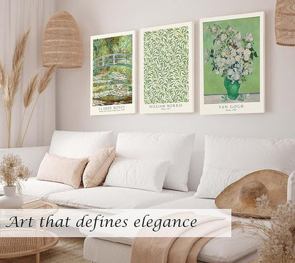 Induslyfe Large Framed Grass Wall Art Canvas Decor Set of 3, Matisse Framed Prints Posters Mid Century Modern Art, Aesthetic Floral Botanical Wall Art for Bedroom, Living Room, Bathroom 18x24