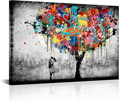 Artmyharbor Heart Tree Painting Graffiti Wall Art Bedroom Wall Decor 24 x 36 inches