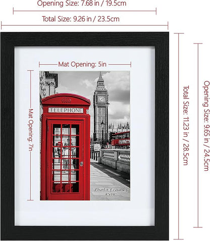 PEALSN 8x10 Picture Frame Set of 6, Display Picture 5x7 with Mat or 8x10 Without Mat, Black Woodgrain