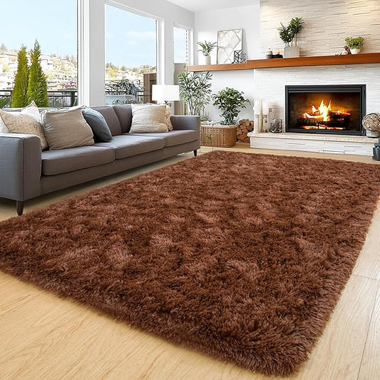 8x10 Area Rugs for Living Room Bedroom, Ultra Soft Fluffy Brown Large Rug Carpet for Bedroom, Upgrade Non-Slip Fuzzy Shag Plush Rugs for Nursery Boys Girls Kids Room Modern Indoor Home Decor
