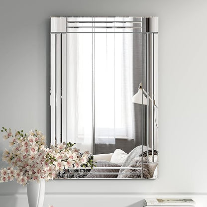 Decorative Mirror - 36"x24" Gorgeous Silver Mirror for Wall Bedroom, Bathroom, Living Room and Dining Room