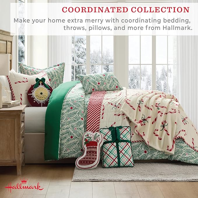 Hallmark - Decorative Throw Pillow for Couch or Bed, Holiday Home Décor, 7" x 14", (Nutcracker, Green)