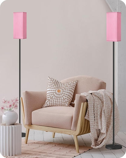 2 Pack Floor Lamp, Pole Lamp with Foot Switch, Modern Standing Lampshade, Minimalist Freestanding Lamp (Bulb Not Included), for Living Room, Bedroom Office, Black and Pink P07LDP205