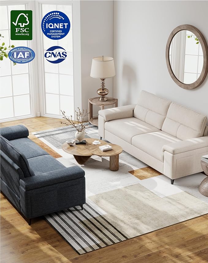 Upvilla 88.97" Modern Couches for Living Room, Deep Seat Sofa with 8” Cushion, Comfy 2-Seater Chenille Loveseat Sofa with Convertible Armrest, Removable Sofa Cover, High Leg (Beige)