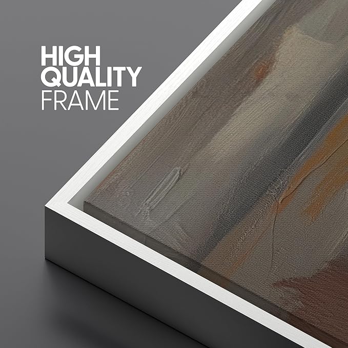 SIGNLEADER Framed Canvas Print Wall Art Set Desert Horizon Abstract Neutral Landscape Illustrations Minimal Decorative Bohemian for Living Room, Bedroom, Office - 16"x24"x3 White