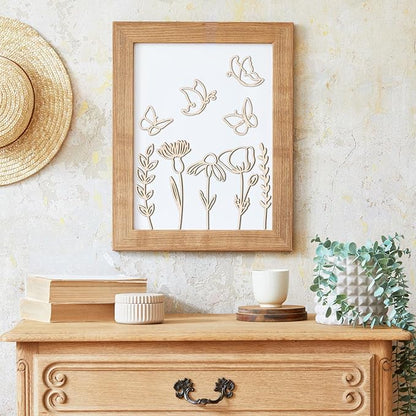 Novabright 9 Pcs Wooden Wildflower Wall Decor Boho Flower Cutout Nursery Decor Floral Sign Decal for Bedroom Living Room