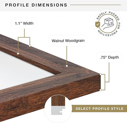MCS Studio Gallery 18x24 Poster Frame Walnut Woodgrain Engineered Wood, Vertical & Horizontal Wall Hanging Large Picture Frame for Photos, Posters & Art Prints (1-Pack)