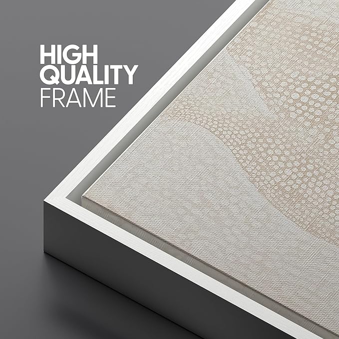 SIGNLEADER Framed Canvas Print Wall Art Set Neutral Beige Tulip Subtle Dot Pattern Illustrations Minimal Decorative Bohemian Nordic for Living Room, Bedroom, Office - 24"x36"x3 WHITE