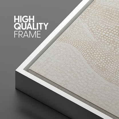 SIGNLEADER Framed Canvas Print Wall Art Set Neutral Beige Tulip Subtle Dot Pattern Illustrations Minimal Decorative Bohemian Nordic for Living Room, Bedroom, Office - 24"x36"x3 WHITE