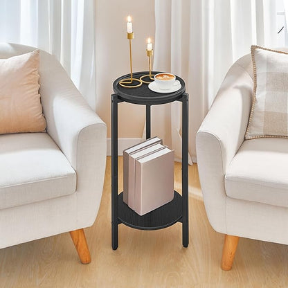 HOOBRO Small Round Side Table for Small Spaces, 28.7" H Tall Coffee Drink Table for Sofa Couch Corner, Circle End Table, Slim Nightstand for Living Room, Bedroom, Black BB167BZ01