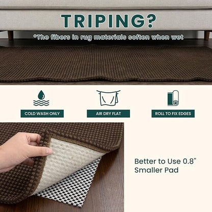 KOZYFLY Cotton 2x12 Runners Rugs for Hallway, Long Washable Runner Rug, Woven Non Slip Kitchen Runner, Braided Entryway Rug, Floor Carpet for Entry, Aisle, Hall, Brown/Dark Brown