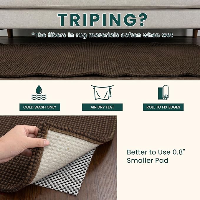 KOZYFLY 2x4 Entry Runner Rug, Small Washable Runners for Entryway, Non Slip Door Mat Indoor Entrance, Front Porch Carpet for Foyer, Kitchen, Bedroom, Bathroom, Brown/Dark Brown