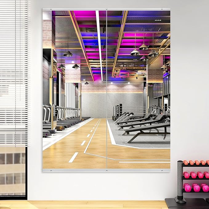 Home Gym Mirror,2 Pack Large 66.9x23.6 Inch Frameless Tempered Glass Wall Mirror, Full Body Workout and Decorative Mirrors for Home Gym, Yoga, Dance Studio, Garage, Exercise Room