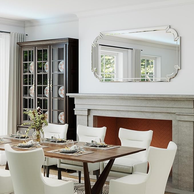 Chende Modern Decorative Wall Mirror, 47''x32'' Large Living Room Mirror with Beveled Glass Frame, Rectangle Accent Mirror for Bathroom, Dining Room, Entryway, Bedroom