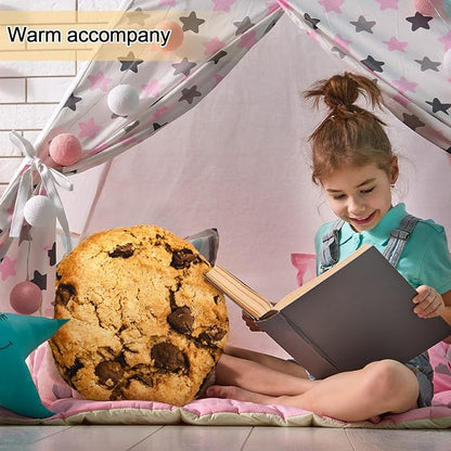 Unittype 6 Pcs 13.4" Chocolate Chip Cookie Pillows Round Throw Pillow Plush 3D Digital Print Funny Food Shaped Soft Stuffed Seat Pad Cushion for Bedroom Couch Sofa Chair Floor Decor Gifts