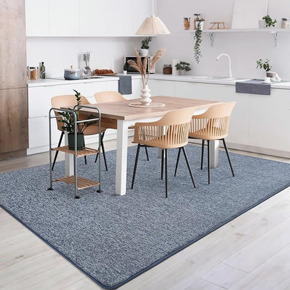 AROGAN Washable 4×6 Bedroom Rug, Modern Area Rugs with Soft Memory Foam for Living Room, Minimalist Non-Slip Indoor Floor Carpet for Dining Room Office Kids Playroom Decor, Navy Blue