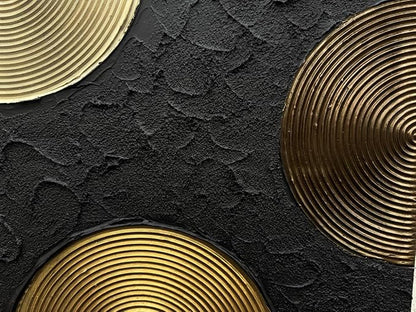 Slyart Black and Gold Texture Wall Art, Handmade 3D Arch Painting, 28"x40" Large Abstract Canvas Wall Art