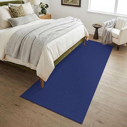 KOZYFLY Woven 3x7 Washable Kitchen Runner Rug, Non Slip Wide Runners for Hallway, Cotton Entryway Runner, Braided Floor Carpet for Entry, Kitchen, Bedside, Hall, Royal Blue/Navy