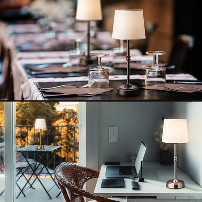 O’Bright Seraph - Cordless LED Table Lamp with Dimmer, Built-in Rechargeable Battery, 3-Level Brightness, Patio Table Lamp, Bedside Night Lamp, Ambient Light for Restaurant, Oil Rubbed Bronze