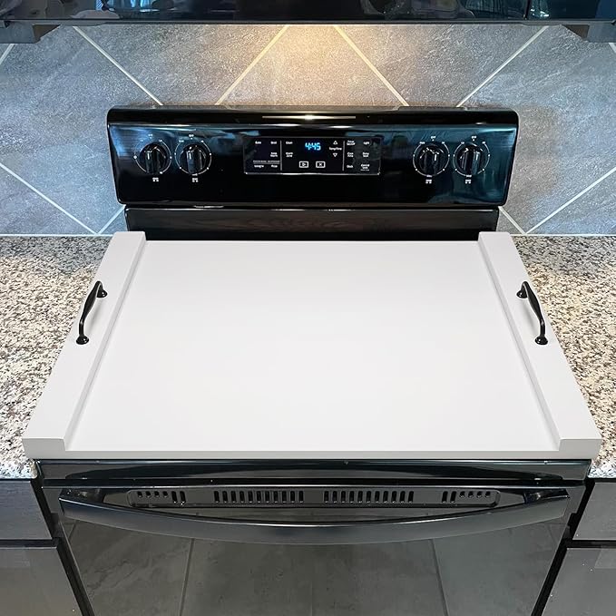 GASHELL Noodle Board Stove Cover with Handles, Multiple Stove Top Cover Board for Electric/Gas Stove Top(White)