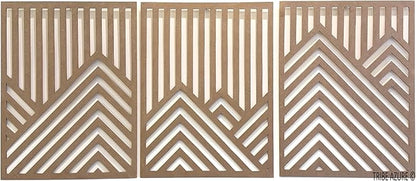 Tribe Azure Modern Mountain Geometric Wall Sculpture Abstract Wooden Wall Art Hanging Decor Panel Forest Large Living Room Office Bedroom